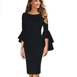 Black bell sleeve dress